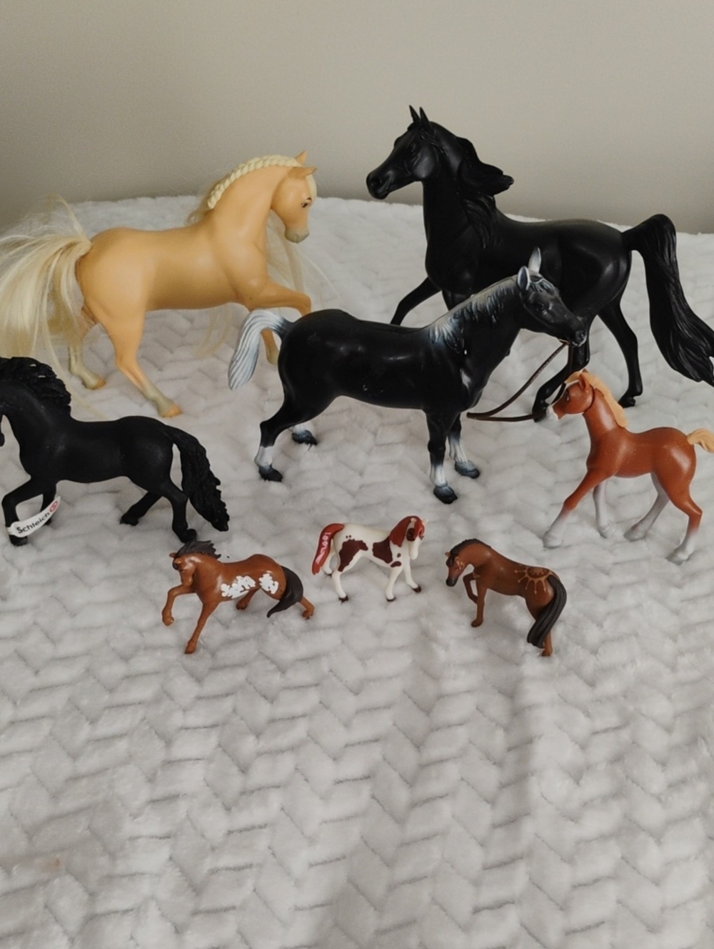 Assorted Kids Toy Horse Pack - Black, Cream, Brown Collectible Figures